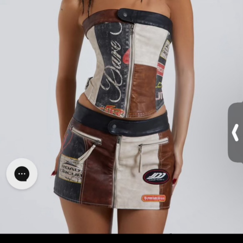 Jaded ldn two piece corset and skirt leather set